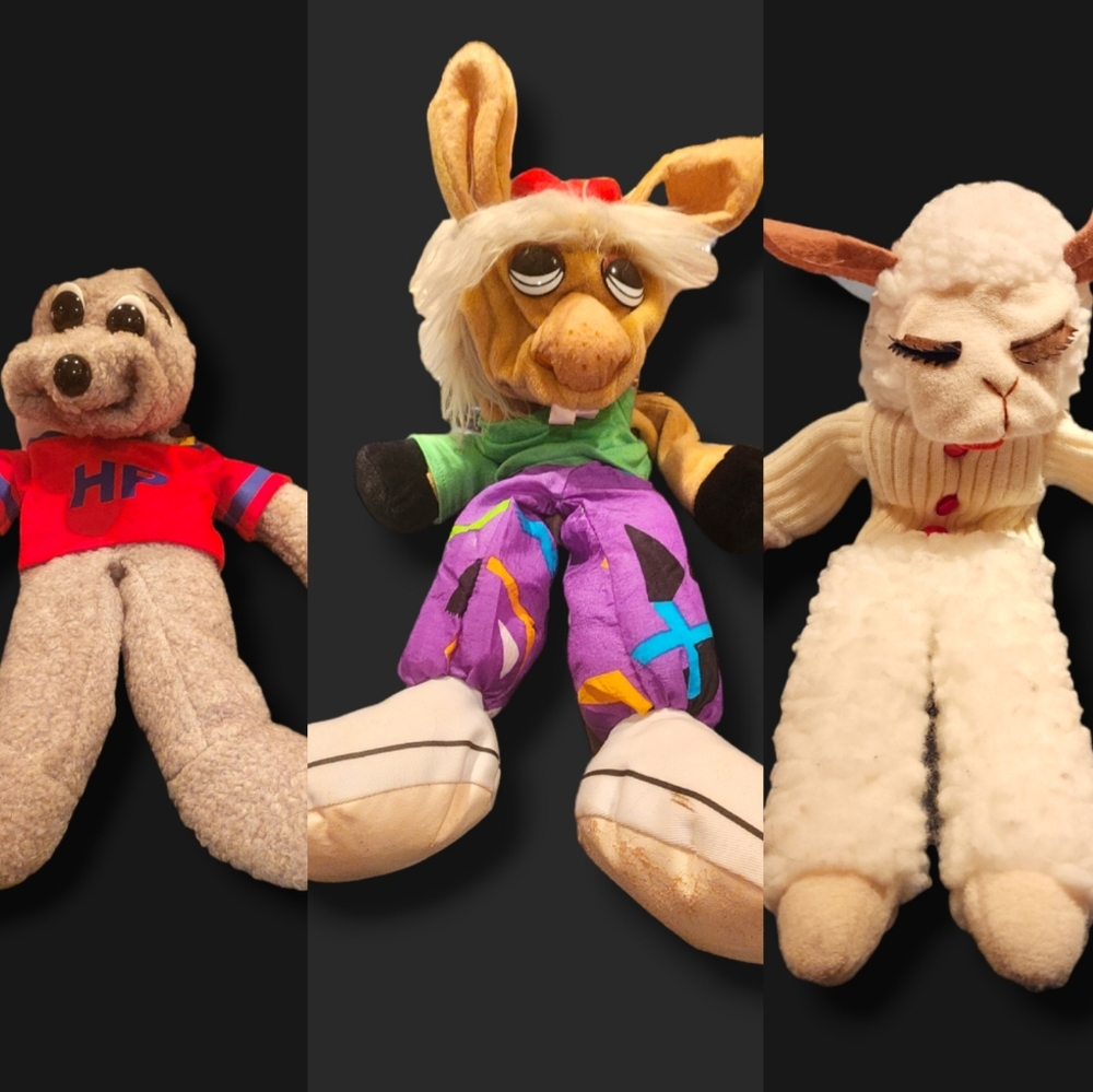 90s Vintage Shari Lewis Hush Puppy, Charlie Horse, and Lamp Chop Puppets